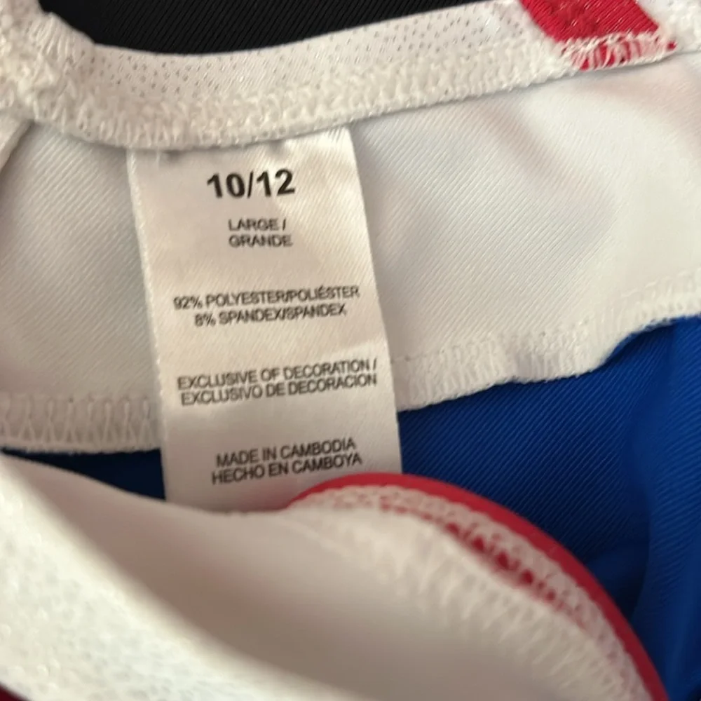 NWOT Danskin Freestyle USA colors Dance/Gymnastics Leotard one piece size 10/12
